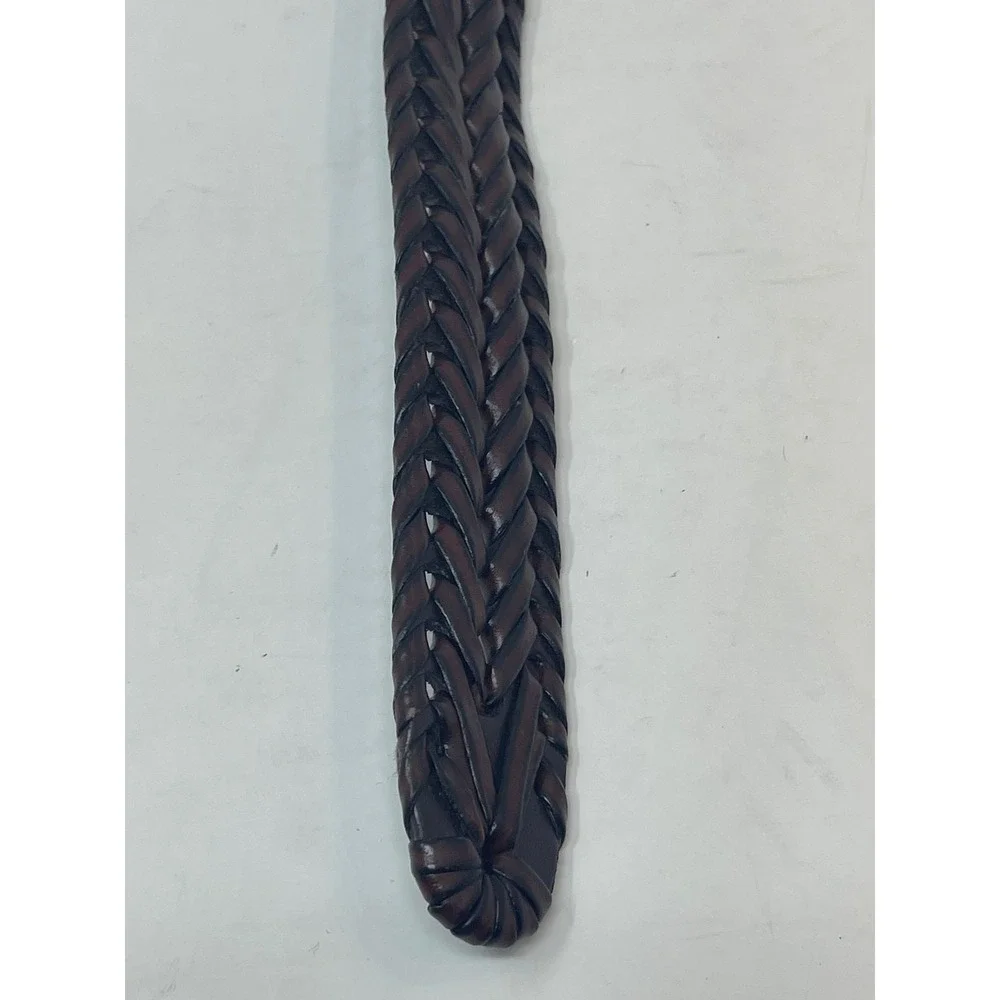 Braided Belt‎ Mens 34 Brown Excellent Woven Synthetic Leather